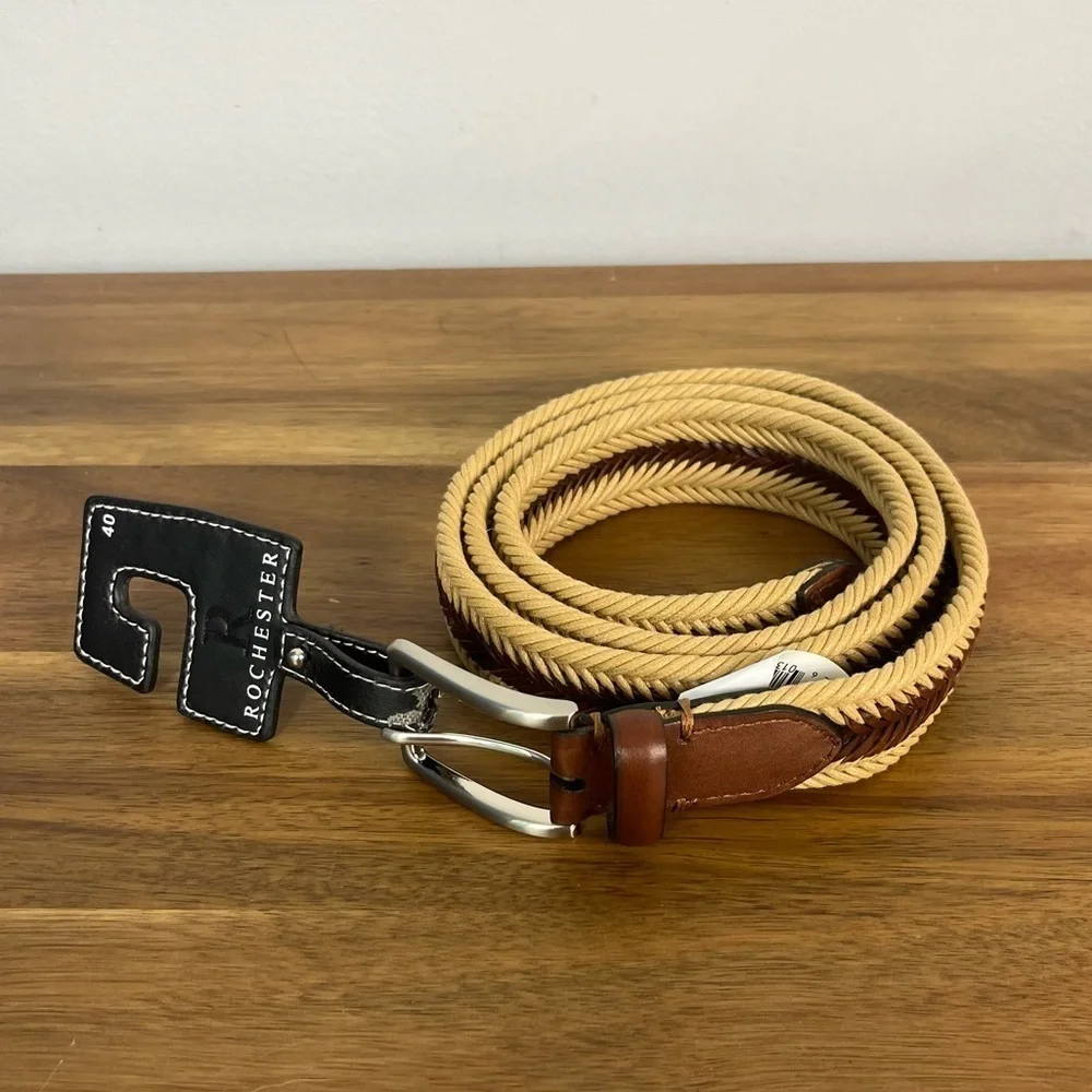 Men’s NWT Rochester Weaved Belt Size 40/100 Leather Trimmed